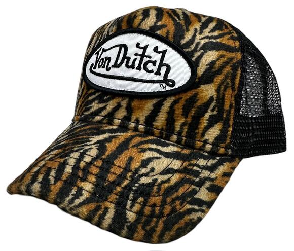 Von Dutch Other - Von Dutch Trucker Hat Safari Tiger Stripe Velvet Snapback Cap
